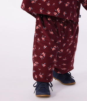 Petit Bateau Corduroy Pant in Burgundy Floral