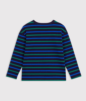 Petit Bateau Breton Stripe Shirt in Navy/Green Stripe