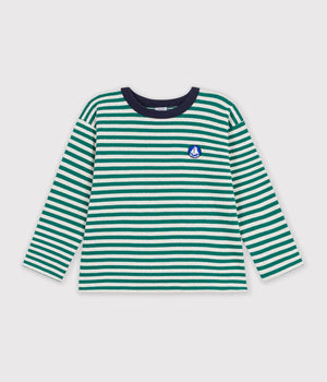 Petit Bateau Long Sleeve Shirt in Green Stripe