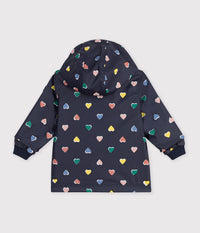 Petit Bateau Baby Rain Jacket in Navy Hearts