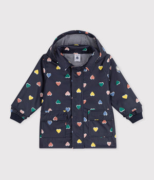 Petit Bateau Rain Jacket in Navy Hearts