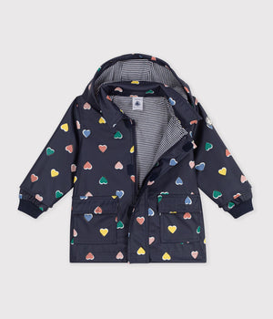 Petit Bateau Rain Jacket in Navy Hearts