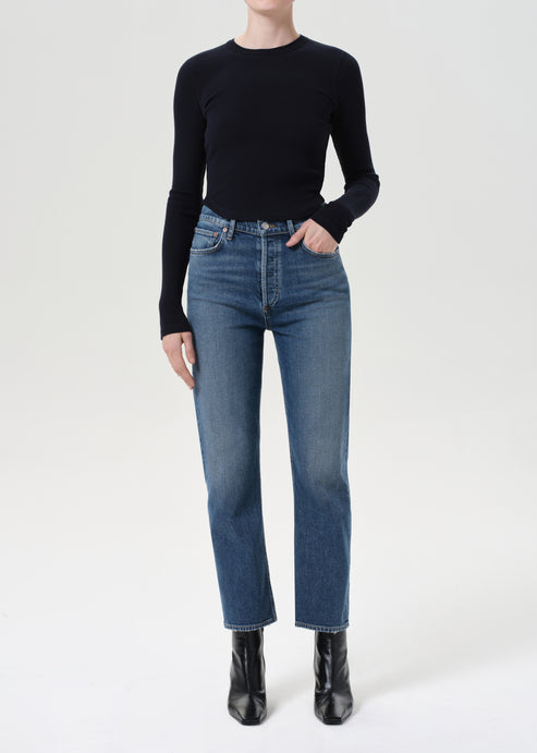 Agolde 90s Pinch Waist Crop Jean in Overcast