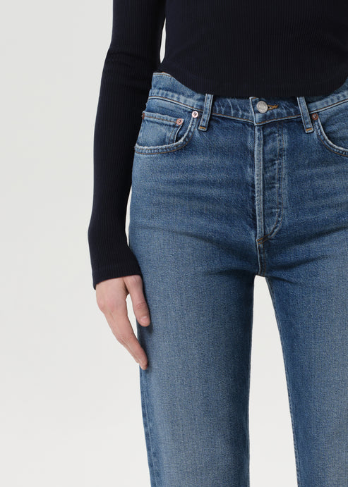 Agolde 90s Pinch Waist Crop Jean in Overcast