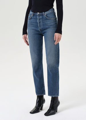 Agolde 90s Pinch Waist Crop Jean in Overcast