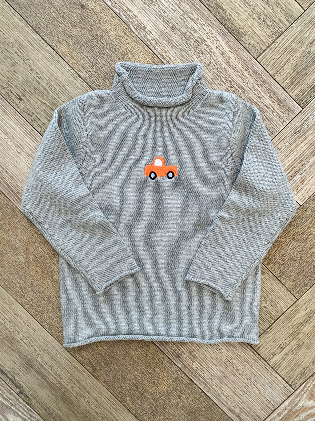 A Soft Idea Roll Neck Sweater in Grey with Truck