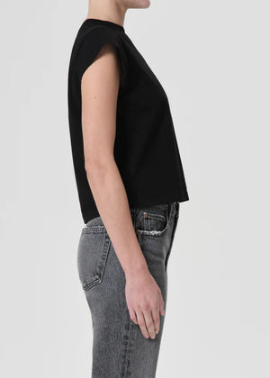 Agolde Bryce Cap Sleeve Tee in Black