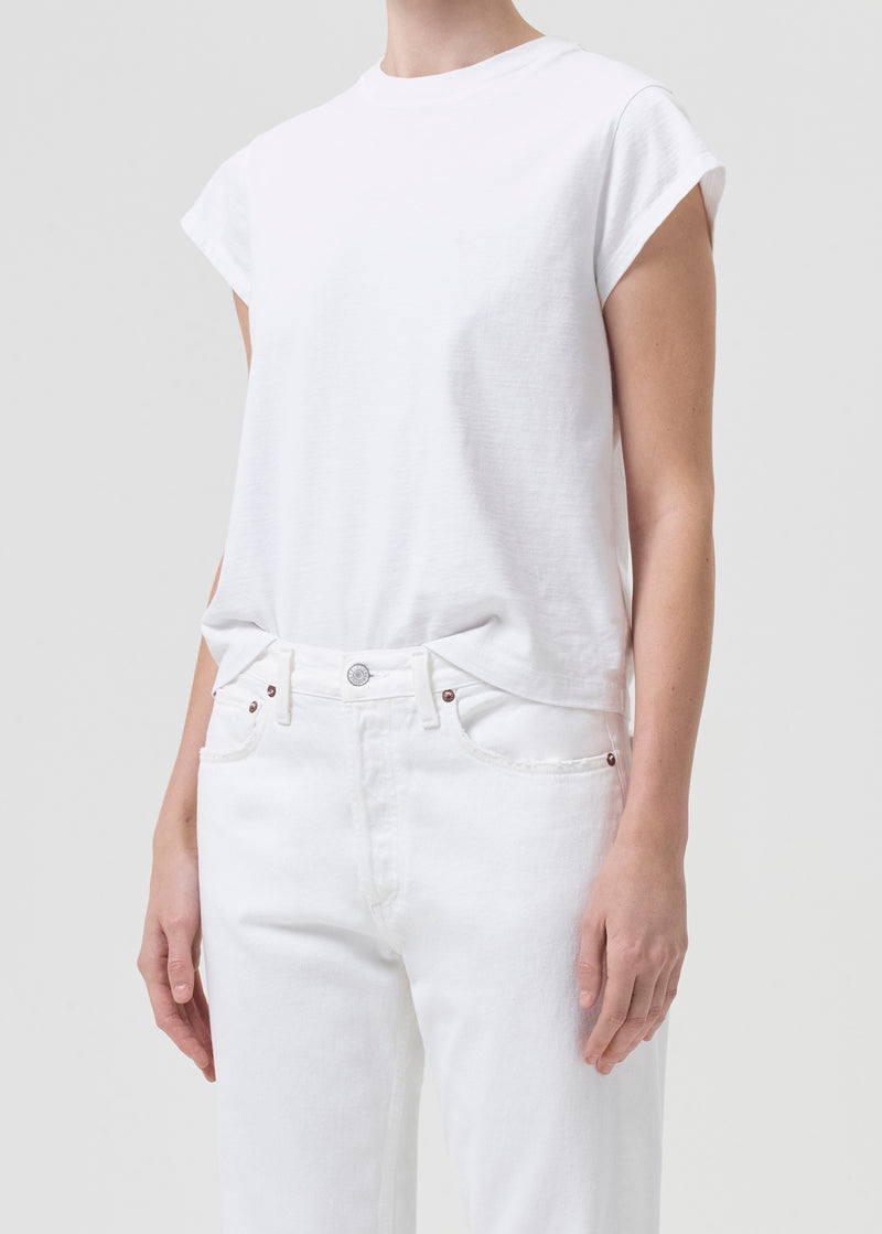 Agolde Bryce Shoulder Pad Tee in White
