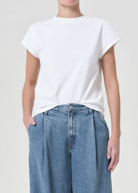 Agolde Bryce Cap Sleeve Tee in White