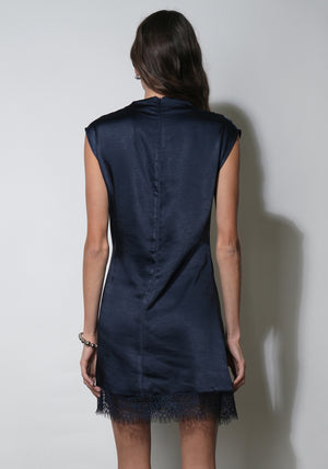 Ryann Mock Neck Lace Hem Mini Dress