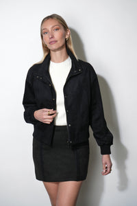 Haven Faux Suede Bomber With Embroidery
