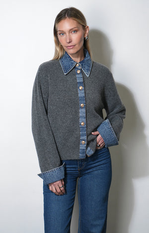 Romi Mixed Media Button Down Sweater