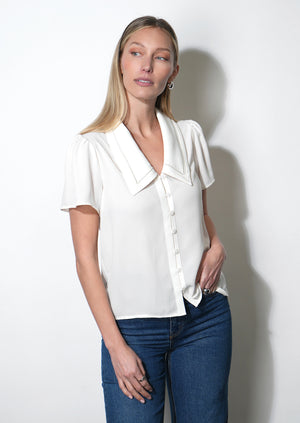 Gaia Sailor Collar Short Sleeve Blouse