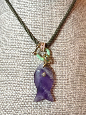 Forever Blythe Gemstone Single Fish Pendant Necklace - Assorted