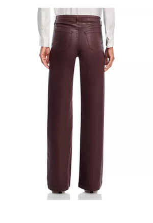 L'Agence Scottie Wide Leg Coated Jean in Chocolate