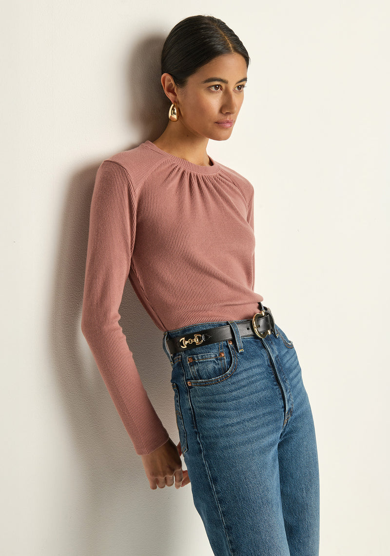 Nation Alejandra Long Sleeve Tee in Burl wood