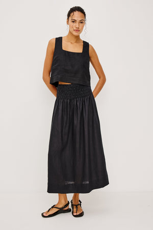 Rails Alessa Skirt in Black Linen