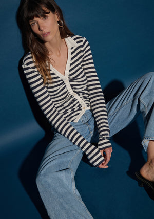 Nation Ltd Ami Henley in Pointelle Stripe