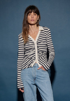 Nation Ltd Ami Henley in Pointelle Stripe