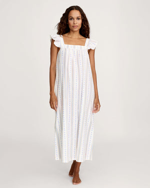 Petite Plume Women's Clara Nightgown in Cottage Stripe