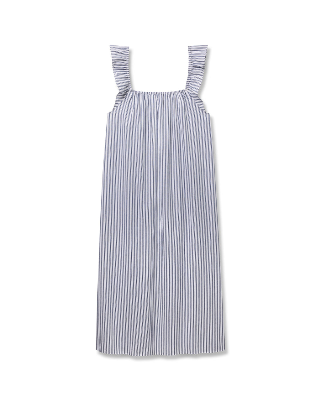 Petite Plume Women's Twill Clementine Nightgown in Navy French Ticking