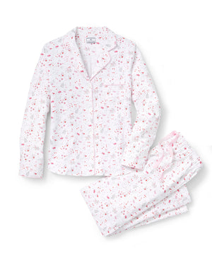 Petite Plume Women's Twill Pajama Set in Love Song