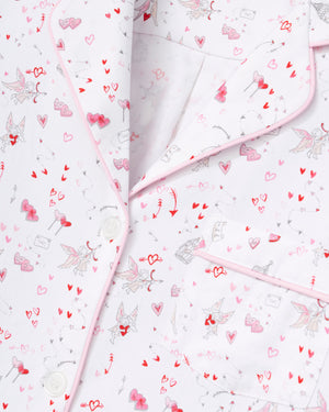 Petite Plume Women's Twill Pajama Set in Love Song