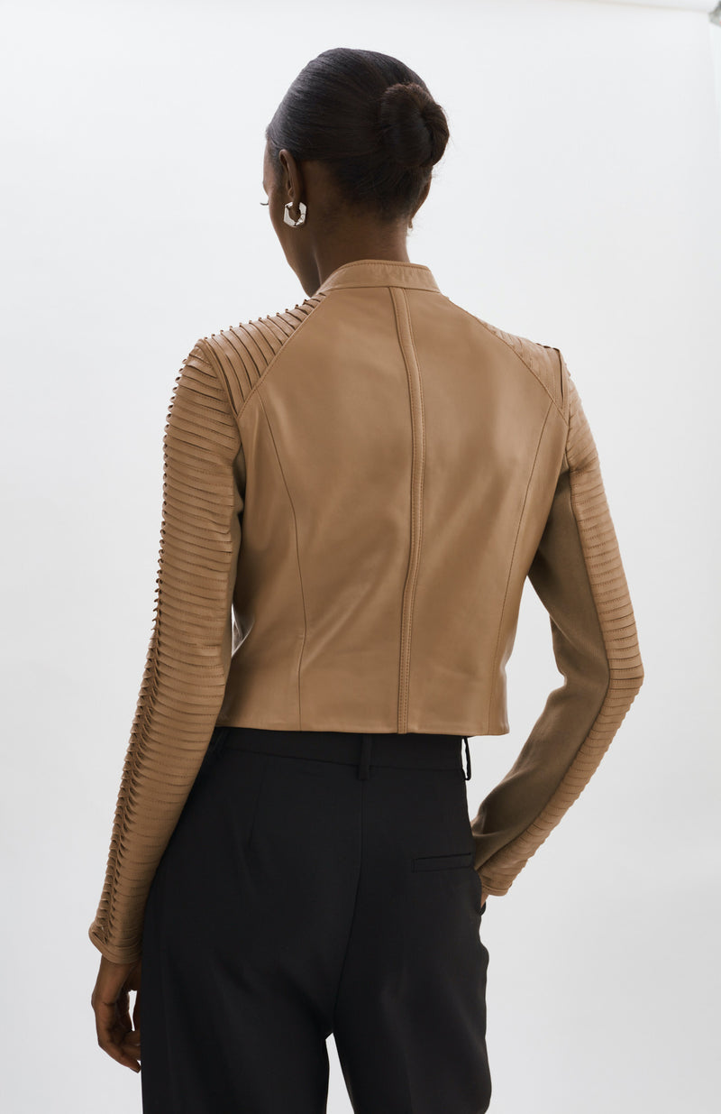 Lamarque Azra Leather Jacket in Mocha