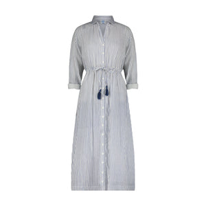 Mer St Barth Women's Anais Button Front Shirtdress Marine Stripe