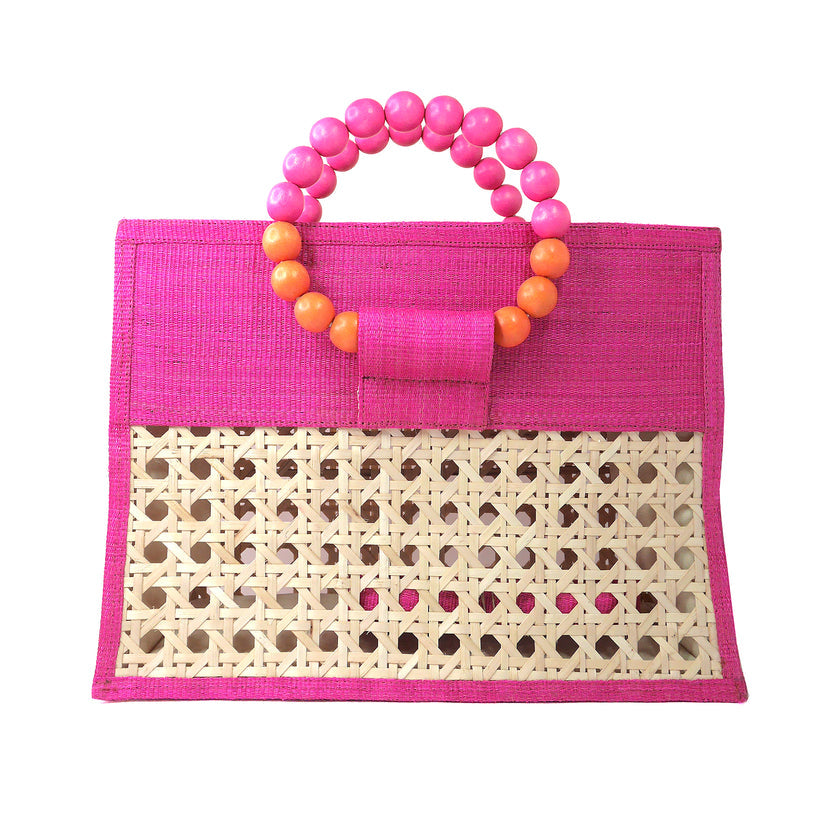 Soli + Sun Ashley Cream & Pearl Rattan Woven Tote Handbag in Multiple Colors!
