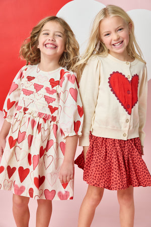 Pink Chicken Gianna Skirt in Red Mini Hearts