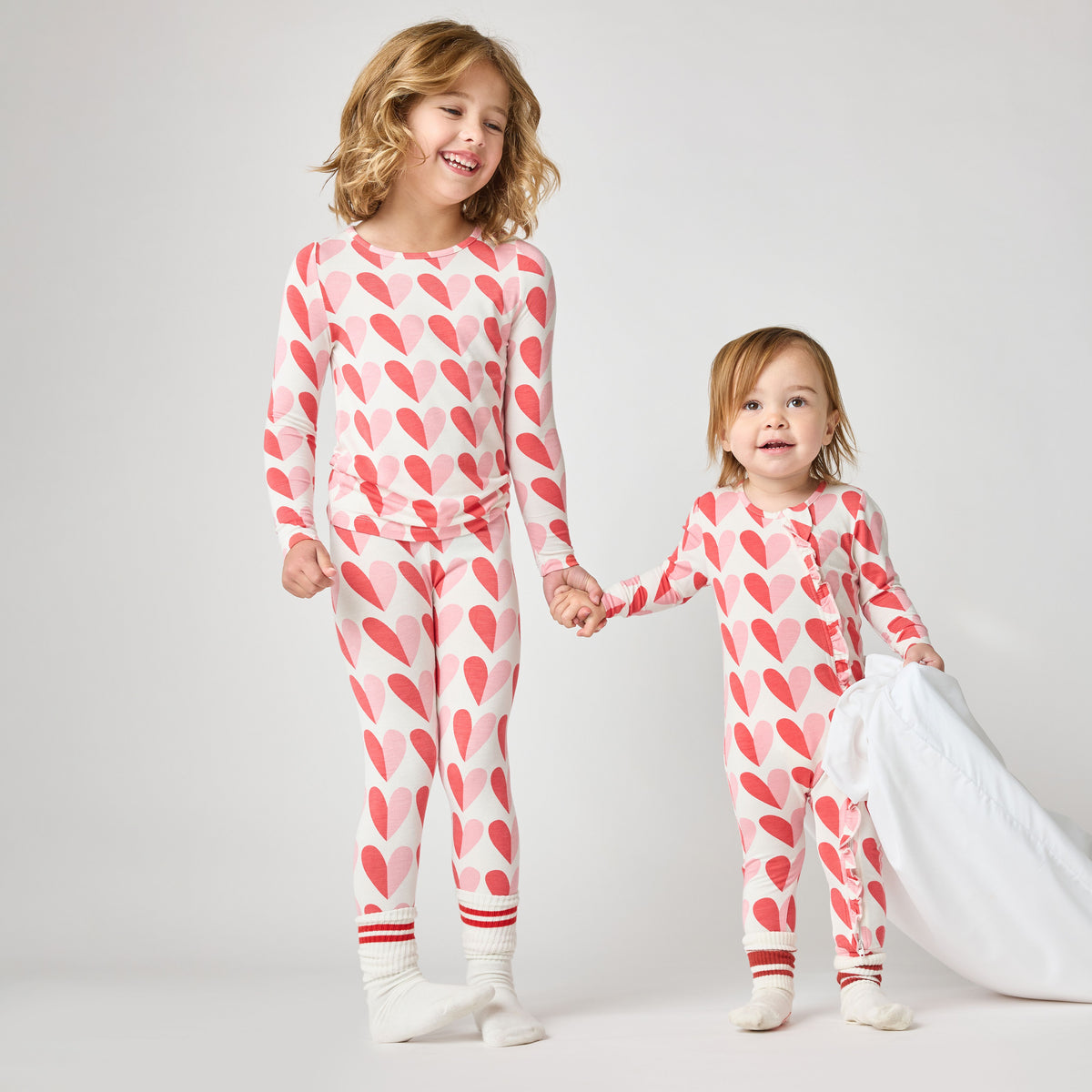 Pink Chicken Bamboo Pajama Set in Pink Half Hearts
