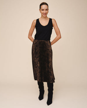 Bella Dahl Pleated Skirt in Micro Leopard
