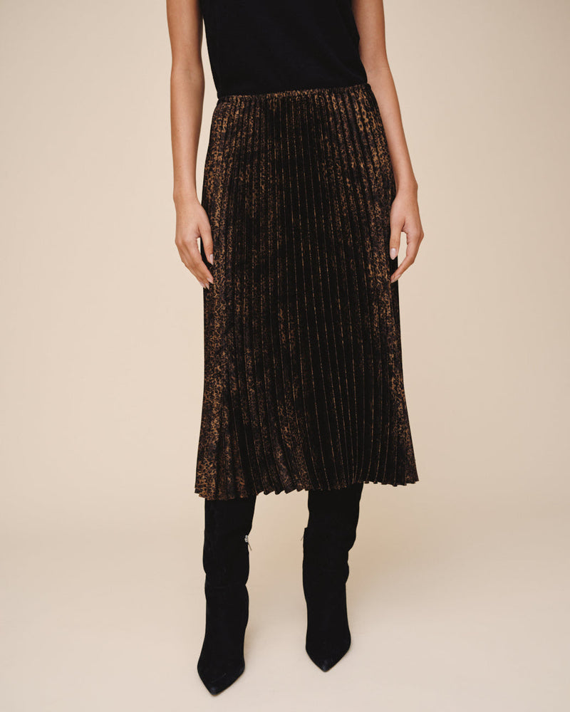 Bella Dahl Pleated Skirt in Micro Leopard