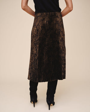 Bella Dahl Pleated Skirt in Micro Leopard