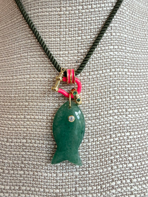 Forever Blythe Gemstone Single Fish Pendant Necklace - Assorted