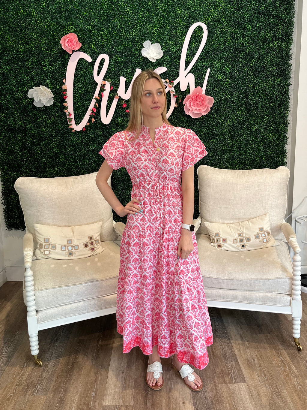 Victoria Dunn Magnolia Flutter Dress in Persimmon