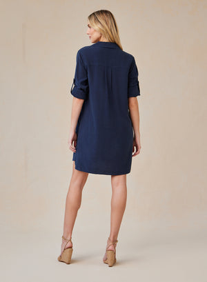 Bella Dahl Long Sleeve A-line Dress in Endless Sea