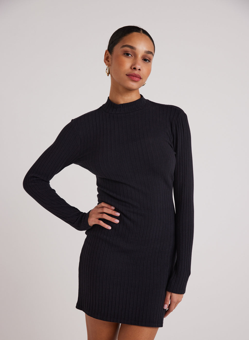 Bella Dahl Mini Mock Neck Dress in Black