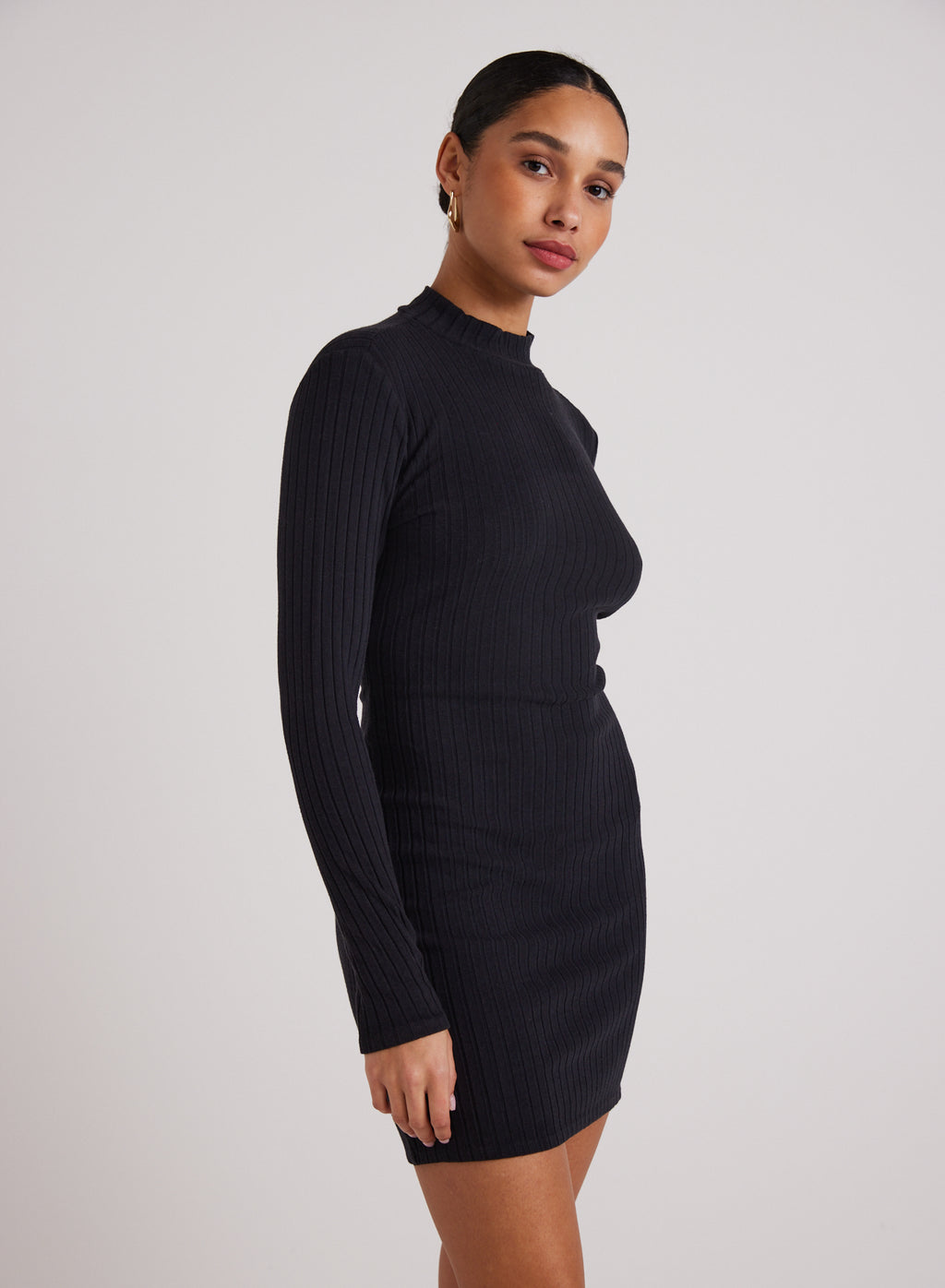 Bella Dahl Mini Mock Neck Dress in Black