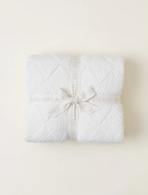 Barefoot Dreams CozyChic Diamond Weave Blanket in Cream