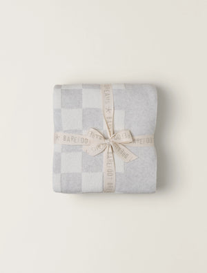 Barefoot Dreams CozyChic Cotton Checkered Throw Blanket in Gray/Cream