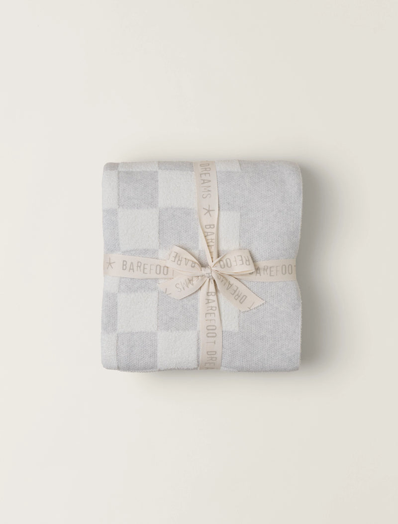 Barefoot Dreams CozyChic Cotton Checkered Throw Blanket in Gray/Cream