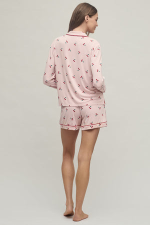 Barefoot Dreams Ultra Soft Jersey Pajama Set in Cherry Print