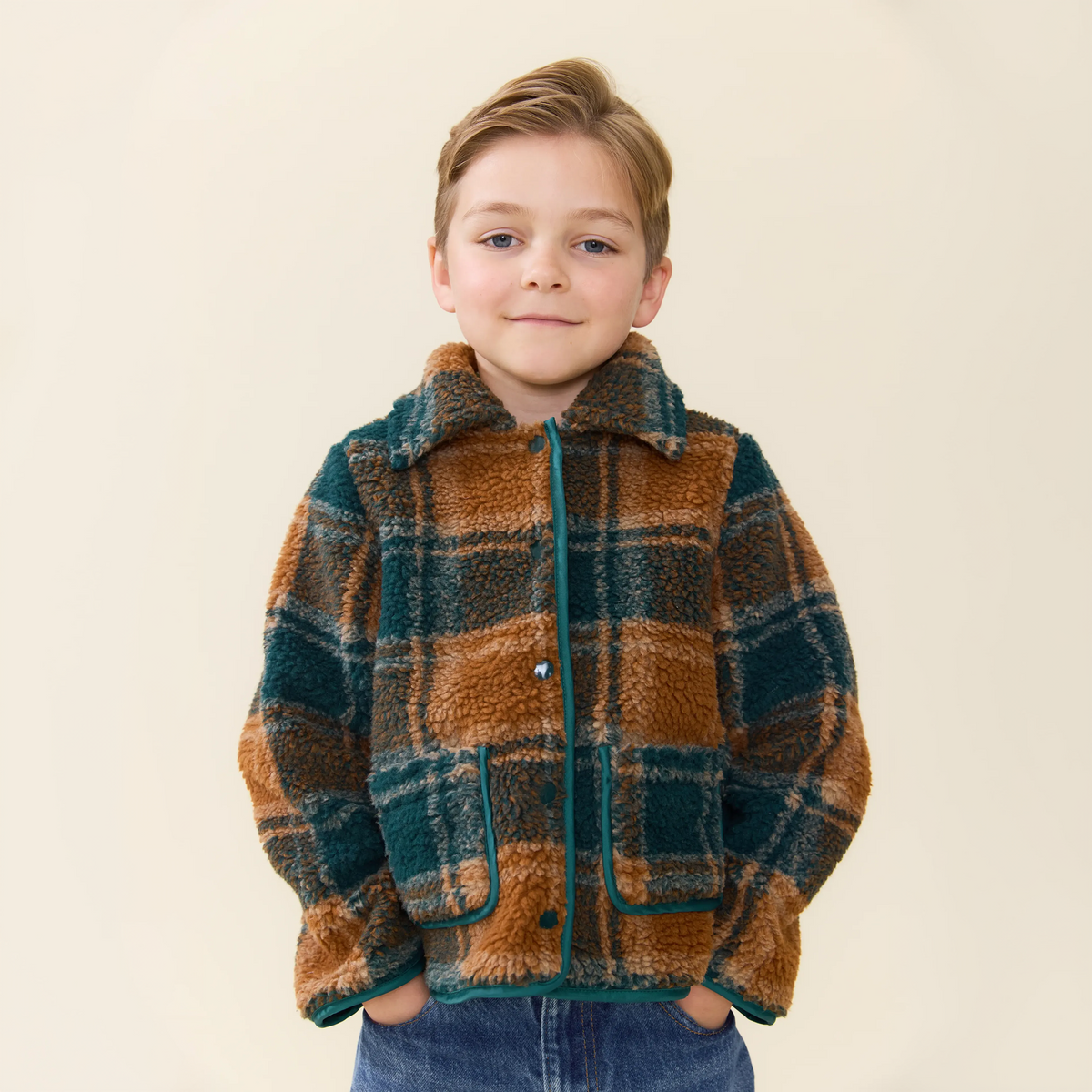 Pink Chicken Boys Jace Jacket in Pumpkin Patch Plaid