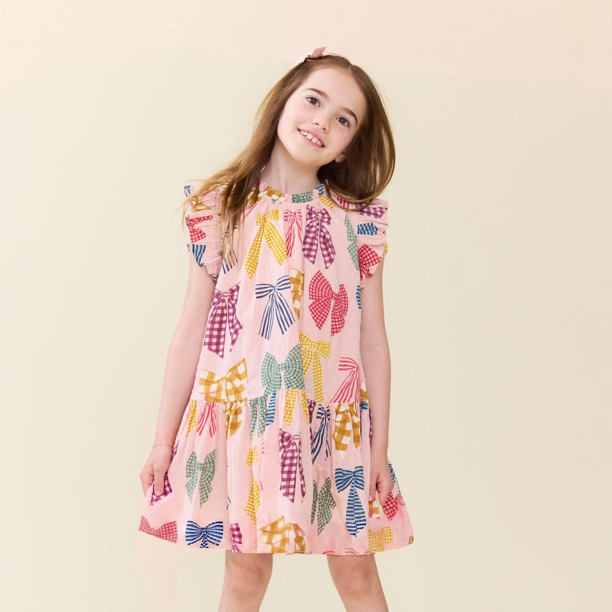 Pink Chicken Harper Dress in Patterned Bows