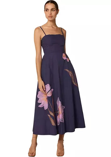Cleobella Riley Ankle Dress in Moresco in Navy Print
