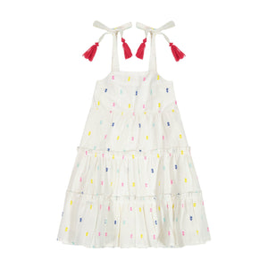 Bella Shoulder Tie Sundress Confetti in Swiss Dot