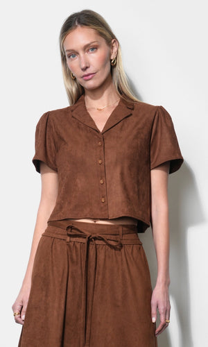 Greylin Biar Suede Top in Camel