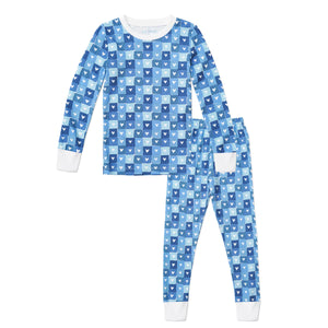 Joy Street Pajamas in Blue Block Hearts